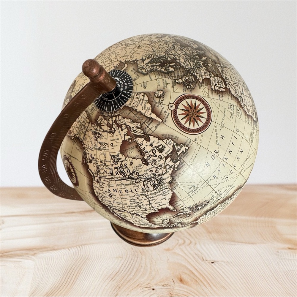Harvey Makin Emporium Collection Vintage Globe With Metal & Wooden Base - Picture 6 of 6